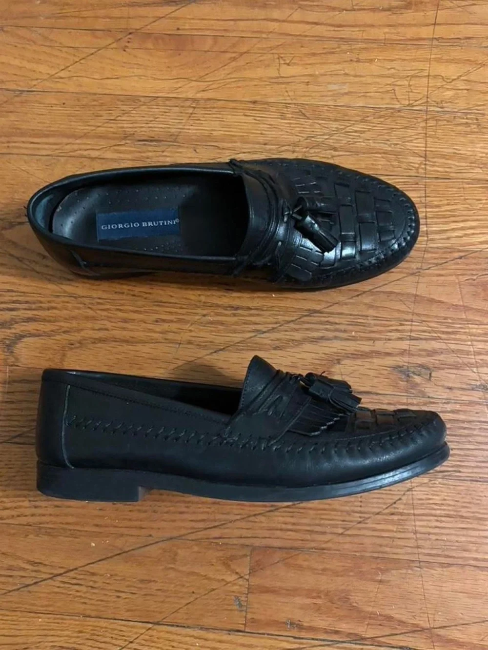 American Vintage Black Woven Tassel Slip-On Loafers